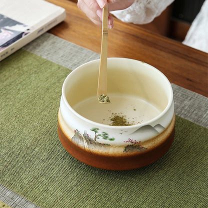 Matcha Tea Set | Mountain Landscape Chawan & Bamboo Whisk