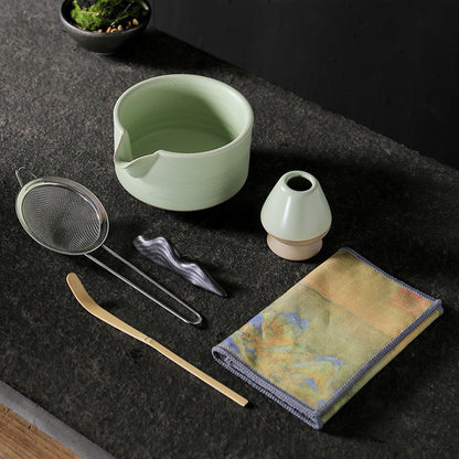 Matcha Tea Set Ruyao Ceramic Chawan Bowl Whisk 7-Piece Kit