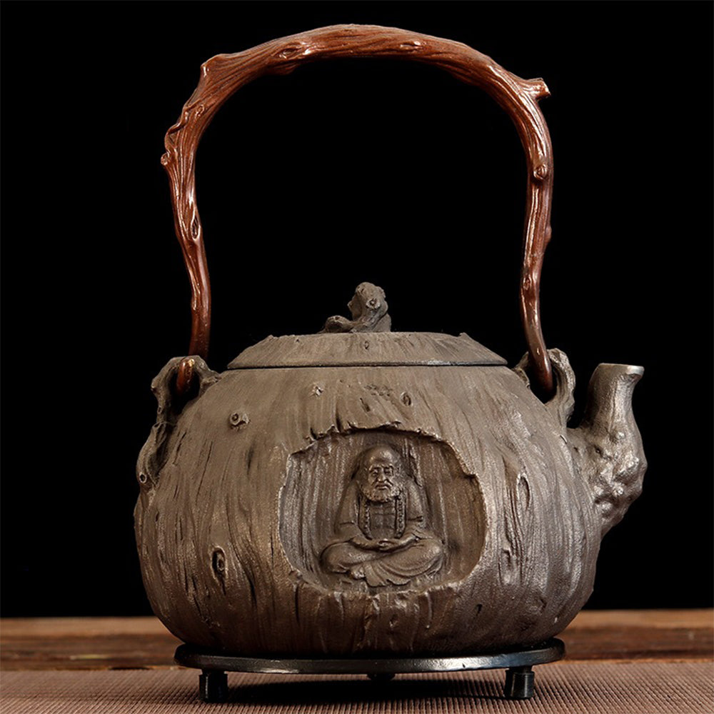Tetsubin Cast Iron Teapot Bodhidharma Wood Grain 1300ml