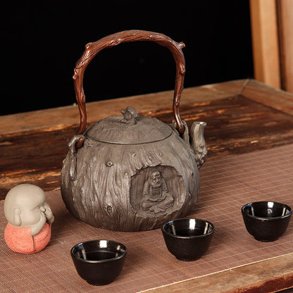 Tetsubin Cast Iron Teapot Bodhidharma Wood Grain 1300ml