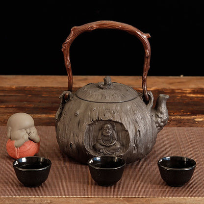 Tetsubin Cast Iron Teapot Bodhidharma Wood Grain 1300ml