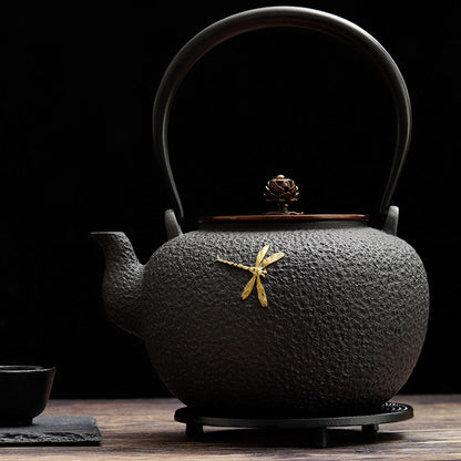Cast Iron Teapot Dragonfly Lotus 1400ml Tetsubin