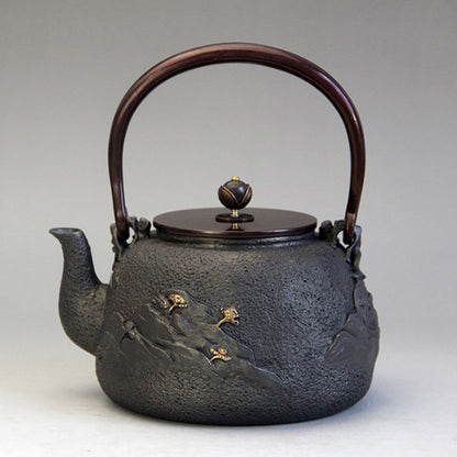 Cast Iron Teapot – Crane & Pine Gilded Relief, 1300ml