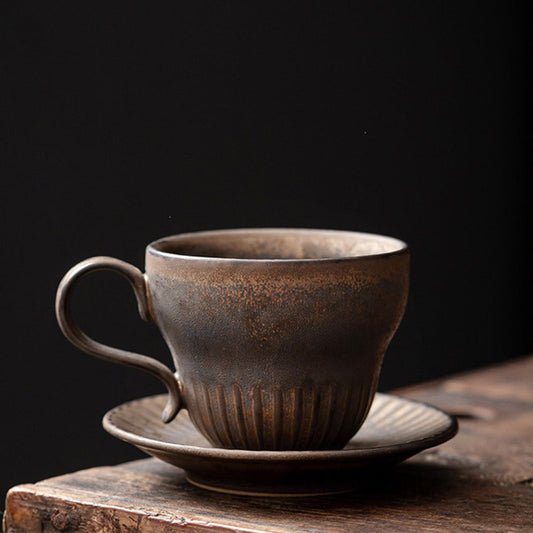 Ceramic Tea Cup with Saucer Bizen-yaki Style 200ml