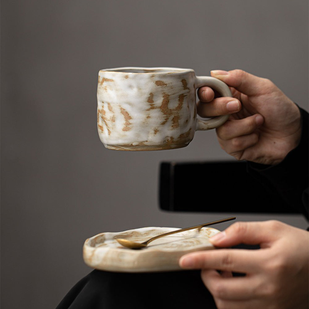 Handmade Ceramic Mug with Coaster & Spoon – Tokoname-yaki