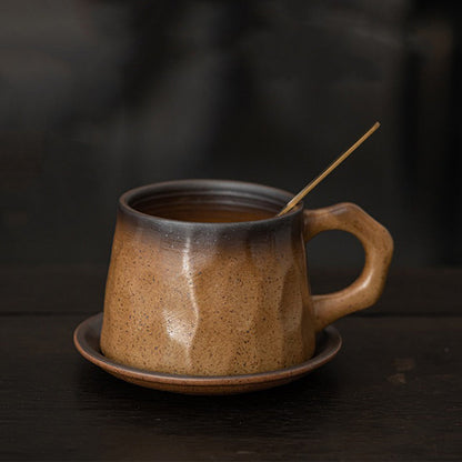 Mino-Yaki Mug Japanese Gradient Glaze 310ml with Saucer & Spoon