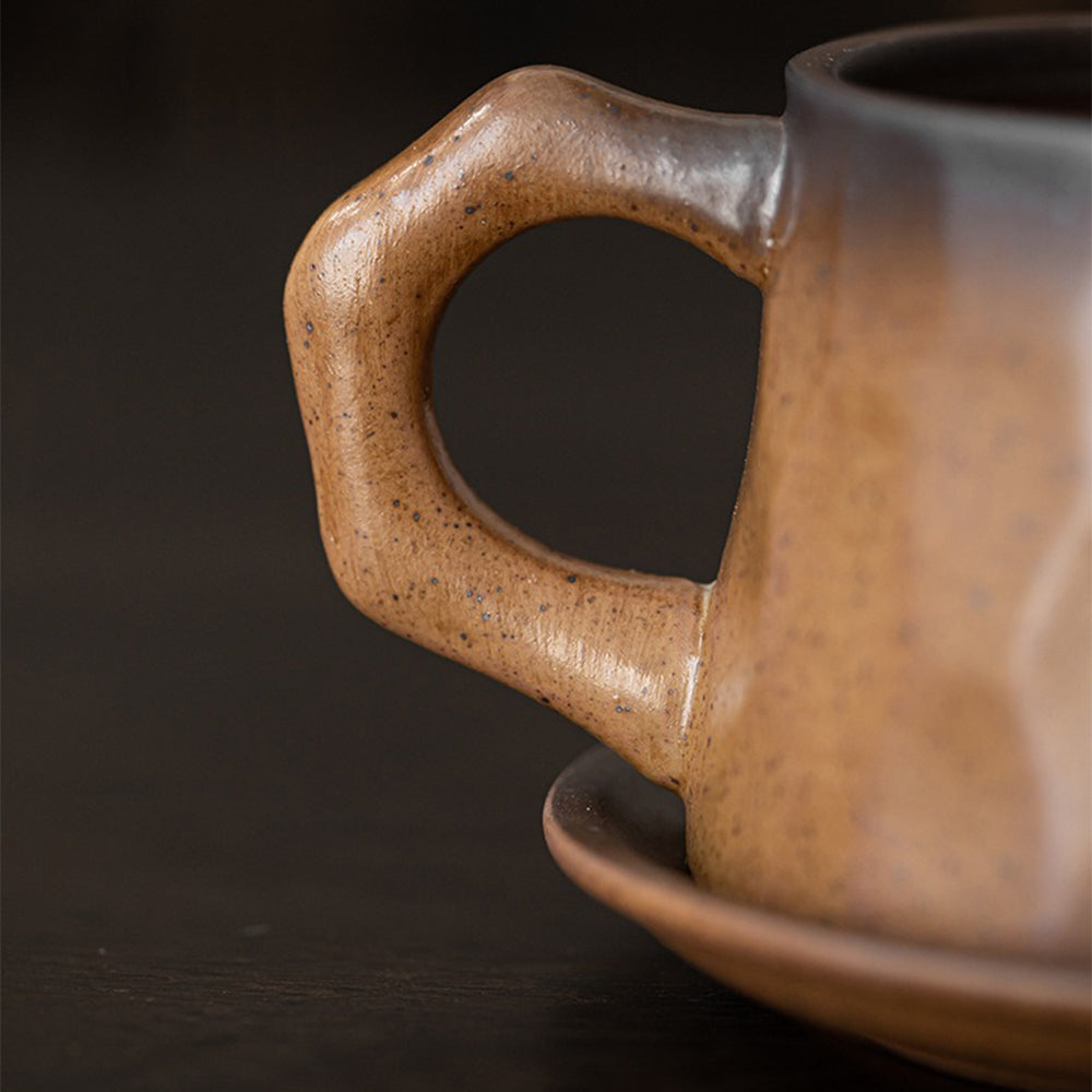 Mino-Yaki Mug Japanese Gradient Glaze 310ml with Saucer & Spoon