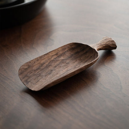 Walnut Cha He Tea Holder – Hand-Carved Black Walnut Tea Scoop | Gongfu Tea Ceremony Utensil, 15cm