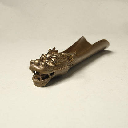 Copper Dragon Cha He Tea Scoop Holder Brass