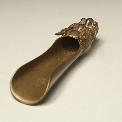 Copper Dragon Cha He Tea Scoop Holder Brass