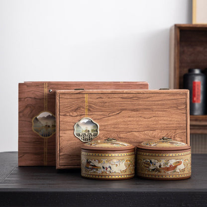 Tea Caddy Set Purple Clay Qingming Airtight 2-Piece Gift