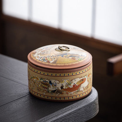 Tea Caddy Set Purple Clay Qingming Airtight 2-Piece Gift