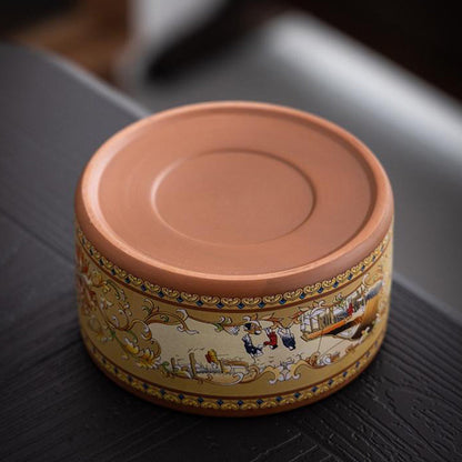 Tea Caddy Set Purple Clay Qingming Airtight 2-Piece Gift