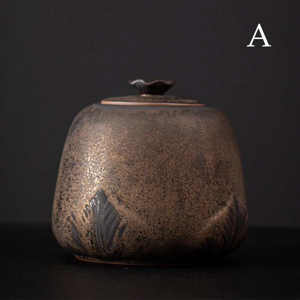 Coarse Pottery Tea Caddy Handmade Stoneware Canister