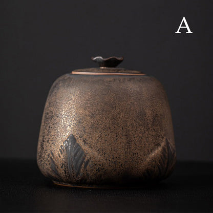 Coarse Pottery Tea Caddy Handmade Stoneware Canister