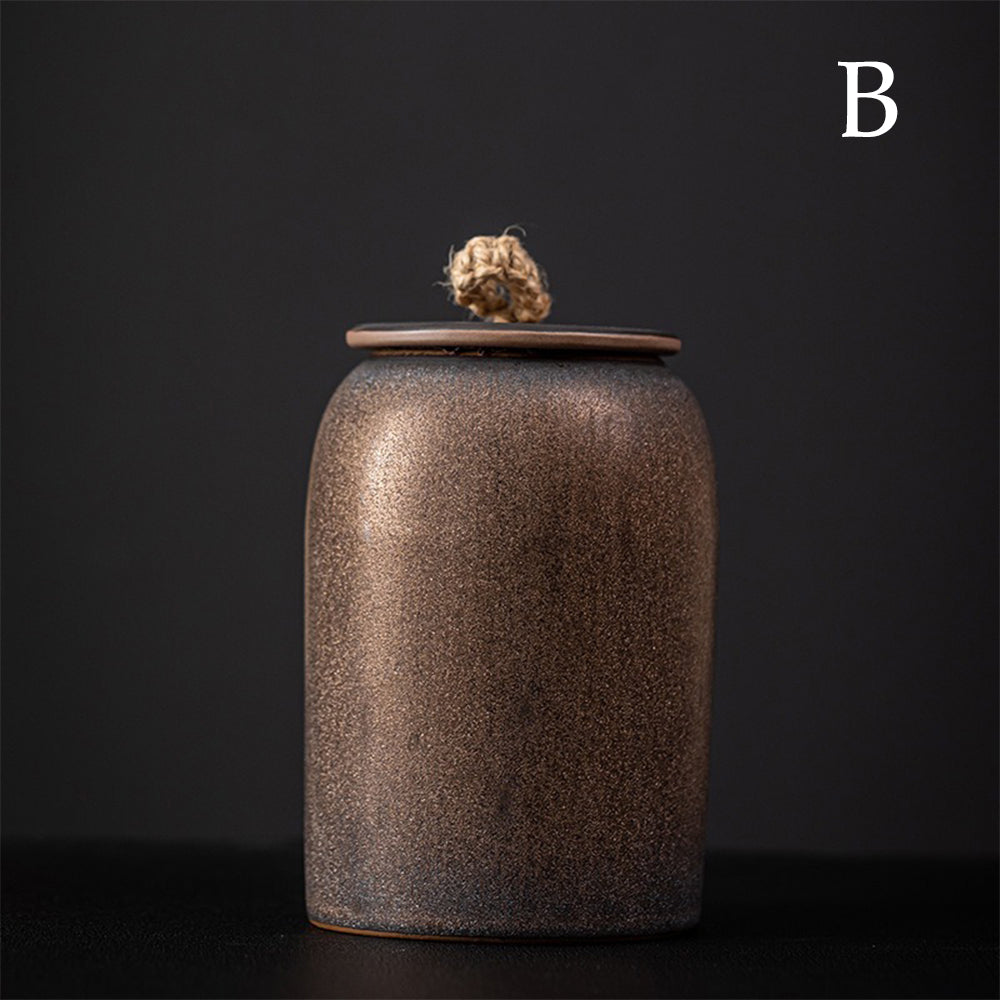 Coarse Pottery Tea Caddy Handmade Stoneware Canister