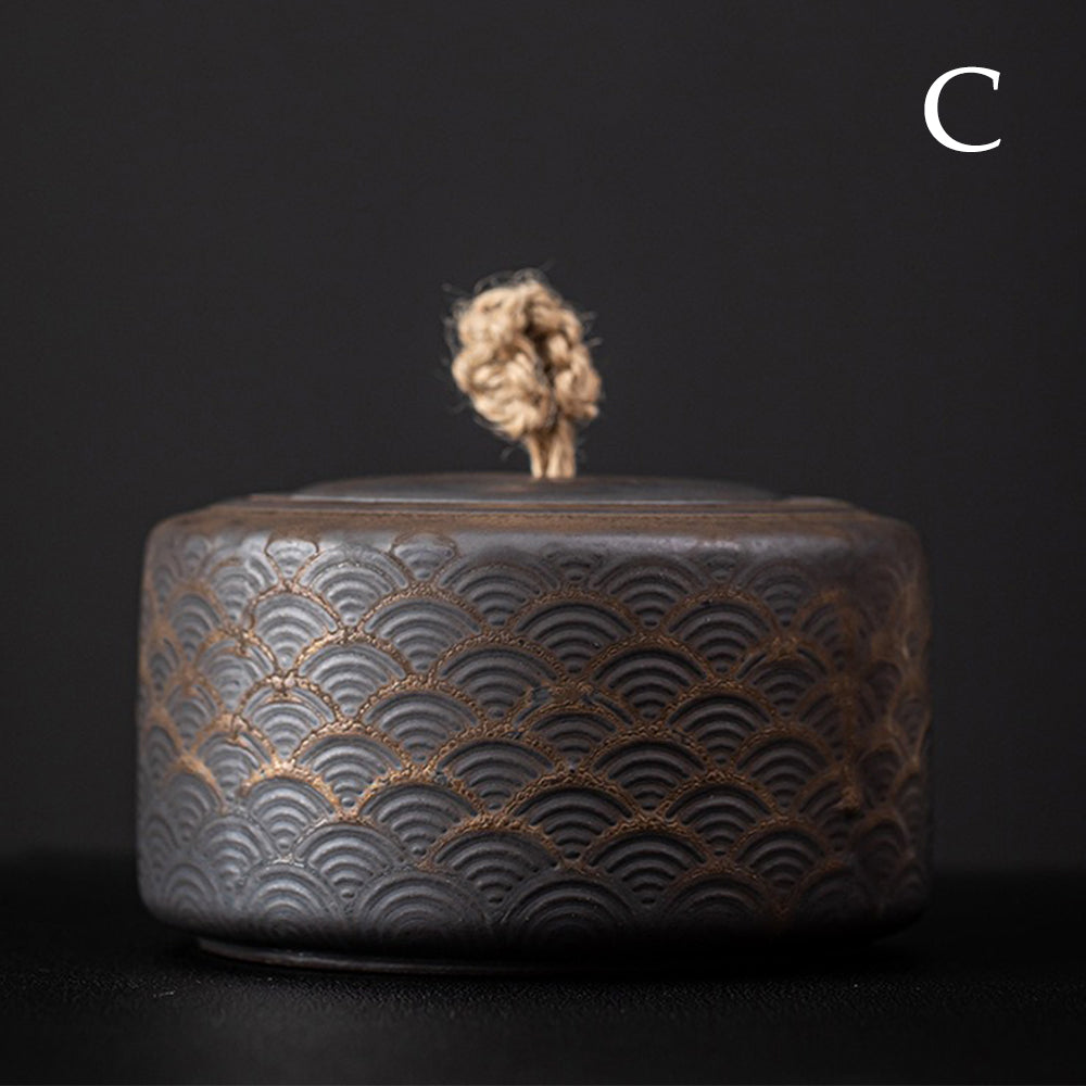 Coarse Pottery Tea Caddy Handmade Stoneware Canister