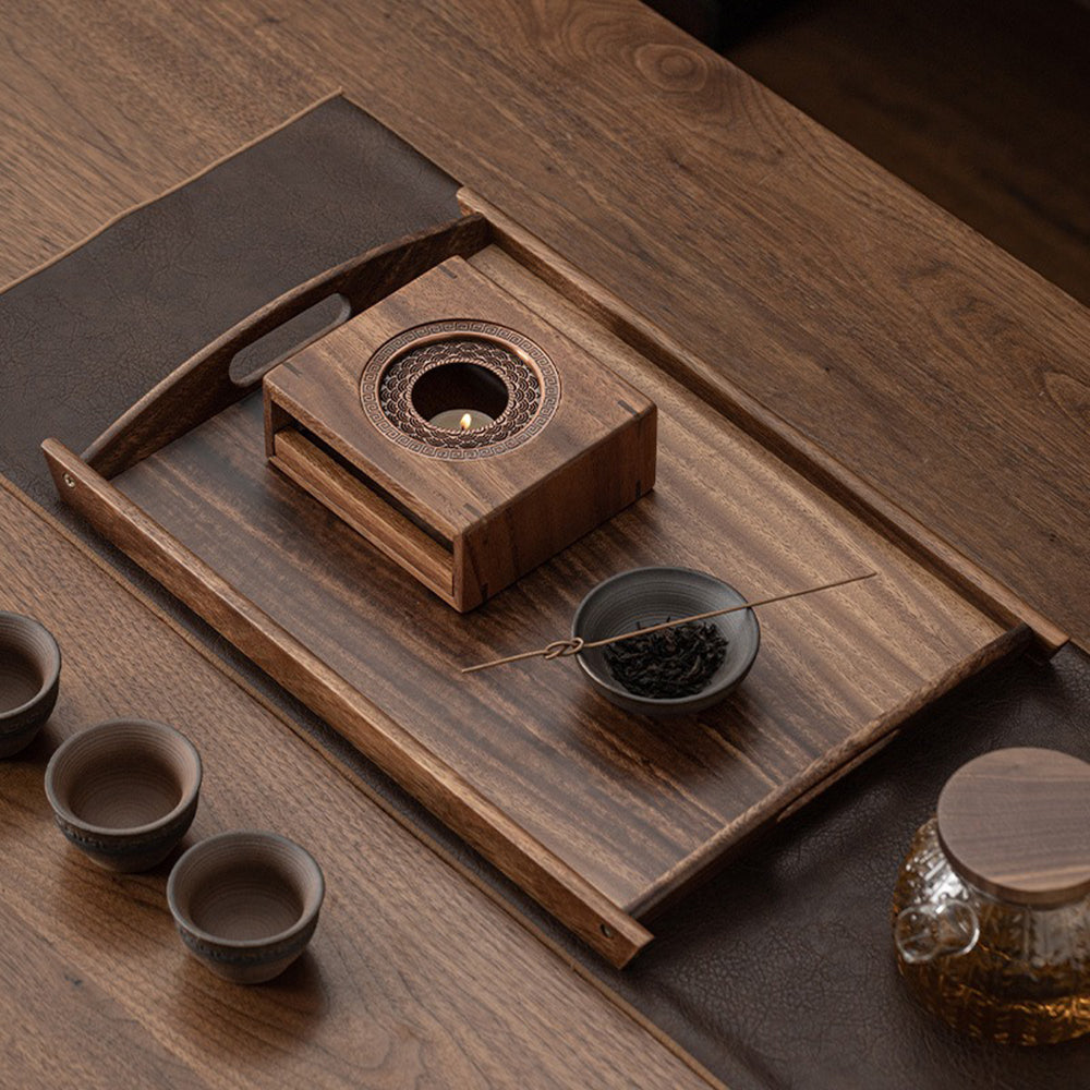 Candle Teapot Warmer | Walnut Wood Tea Warmer Stand