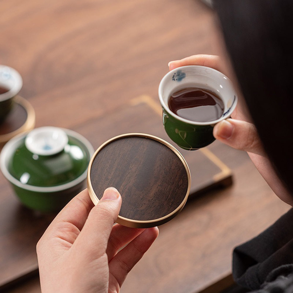 Chinese Tea Ceremony Set Ebony Wood 6-Piece Liu Jun Zi