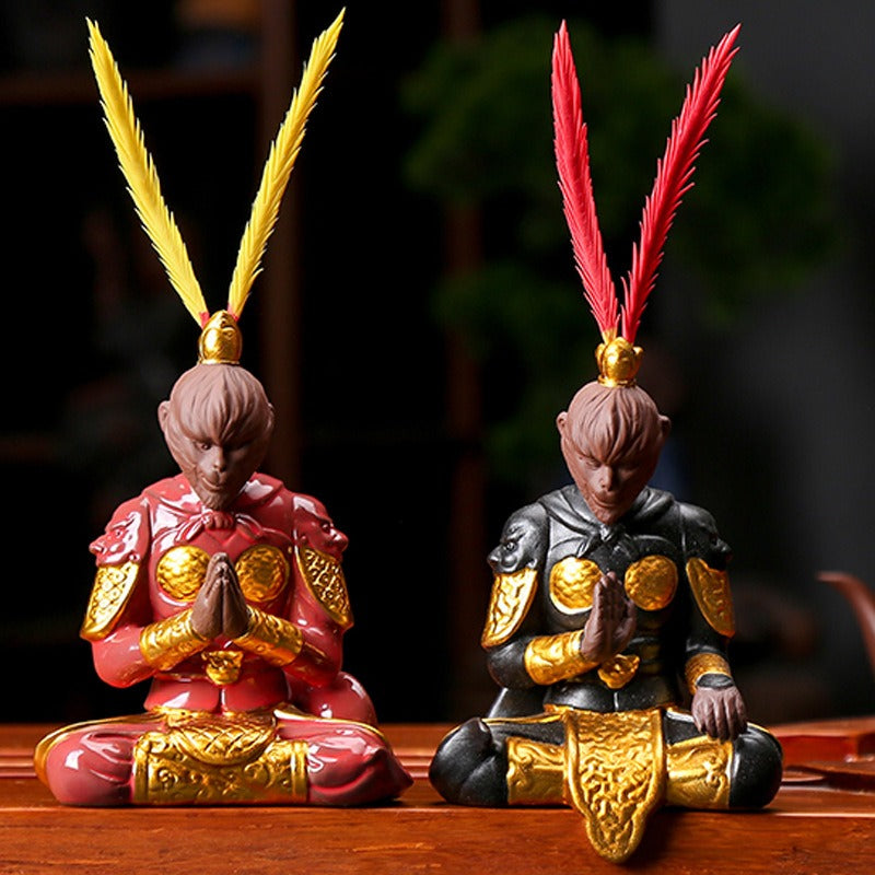 Wukong Ceramic Tea Pet Black Myth Colored Glaze 3 Styles