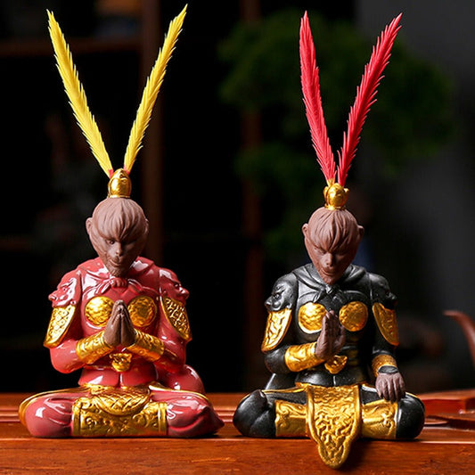 Wukong Ceramic Tea Pet Black Myth Colored Glaze 3 Styles