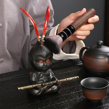 Cute Wukong Purple Pottery Tea Pet Black Myth