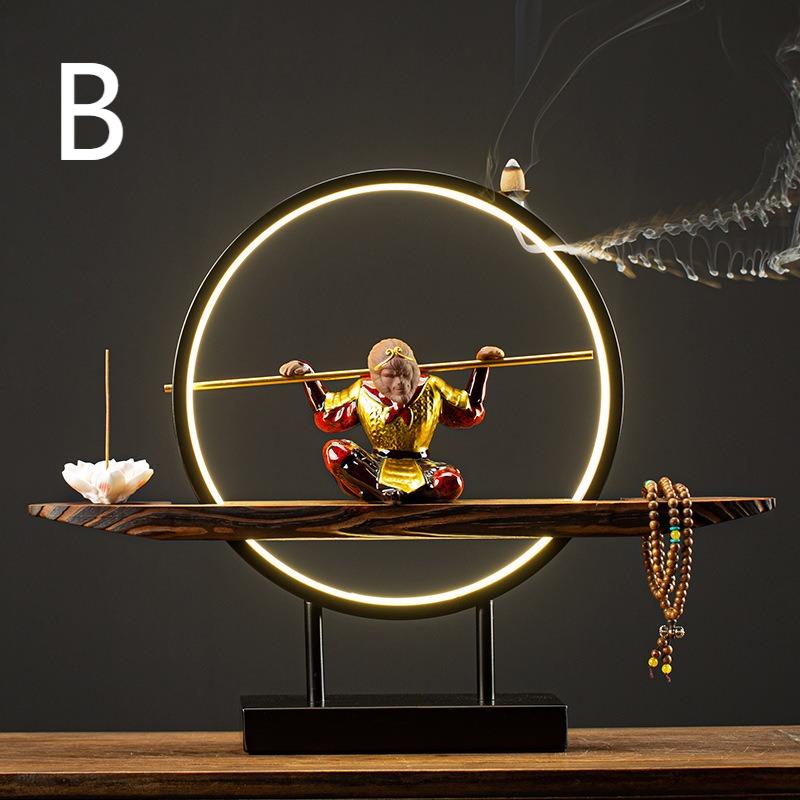 Wukong Tea Pet LED Light Incense Holder Set Black Myth