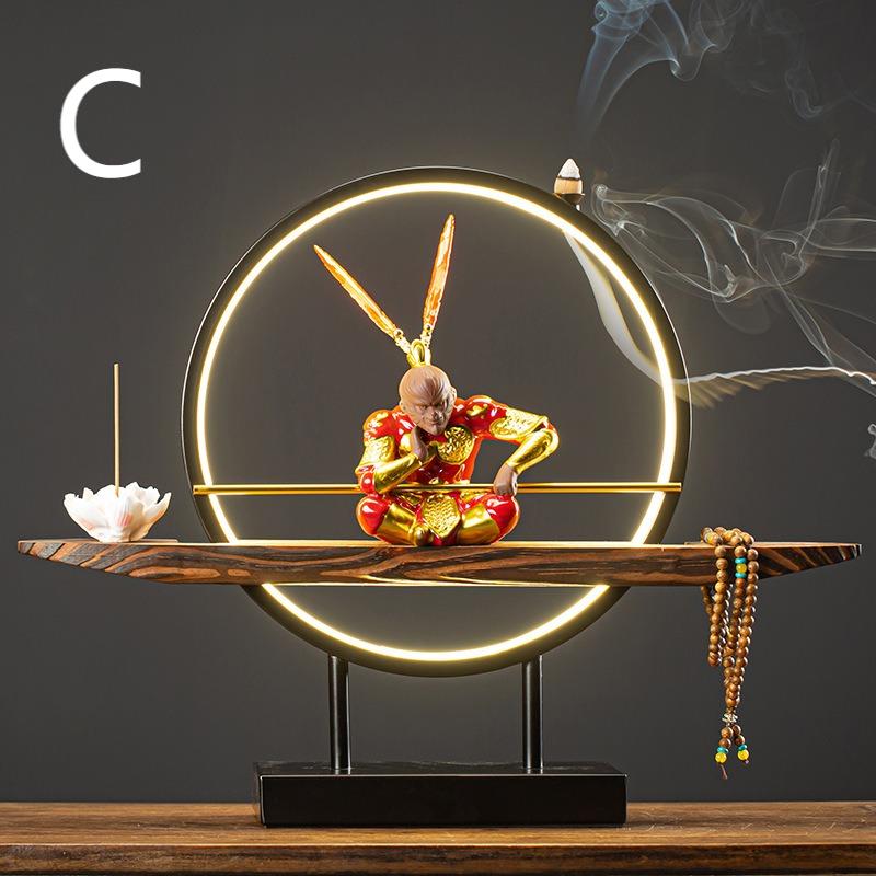 Wukong Tea Pet LED Light Incense Holder Set Black Myth
