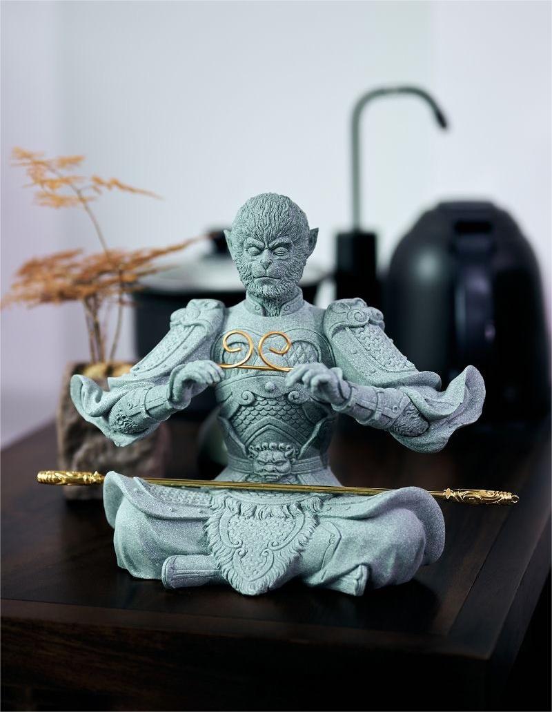 Wukong Sandstone Tea Pet Ornament Black Myth S/M/L