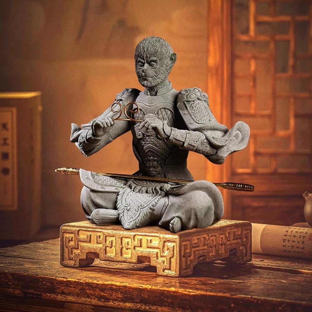 Wukong Sandstone Tea Pet Ornament Black Myth S/M/L