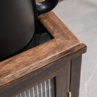 Walnut Tea Table Movable with Smart Induction Cooker