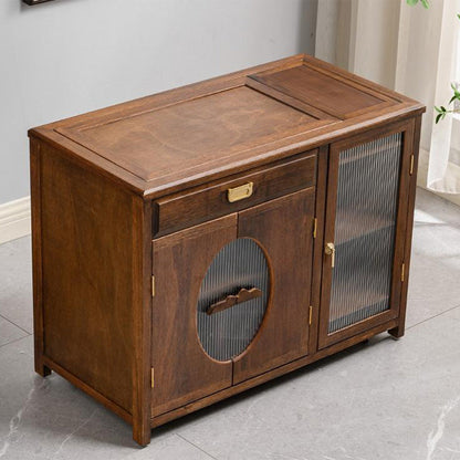 Walnut Tea Table Movable with Smart Induction Cooker