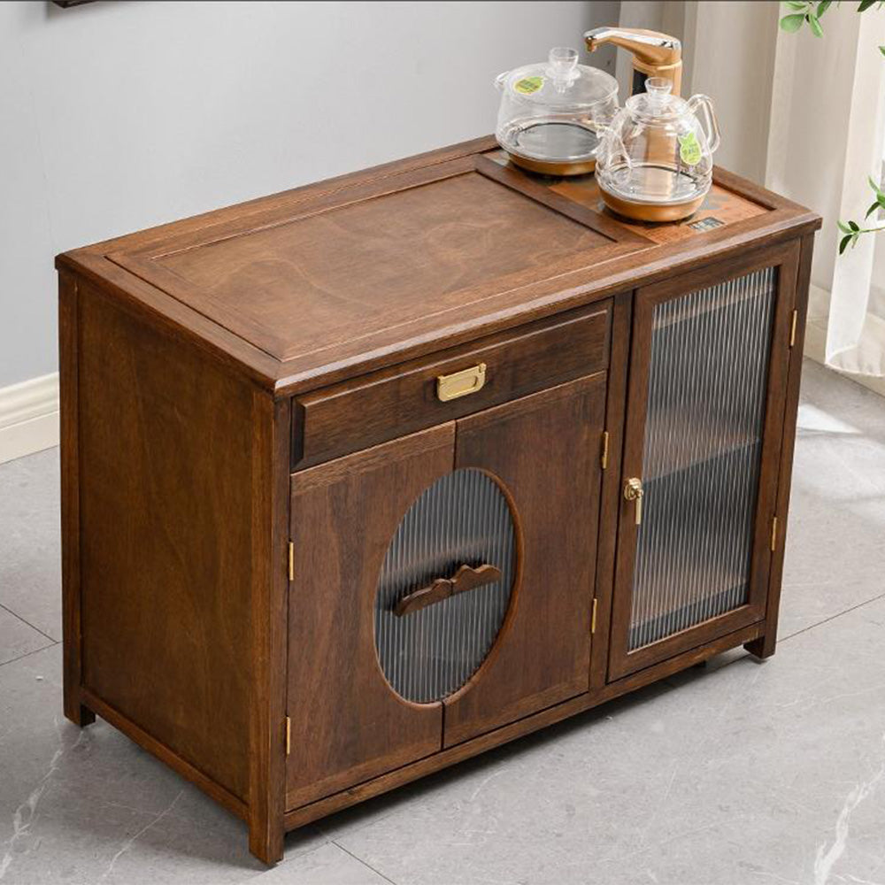 Walnut Tea Table Movable with Smart Induction Cooker