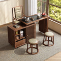 Walnut Tea Table 3-Mode Extendable Rotating with Induction Cooker