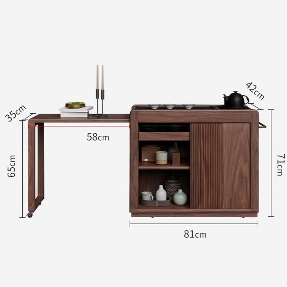 Walnut Tea Table Extendable 140cm | Smart Induction & Wheels
