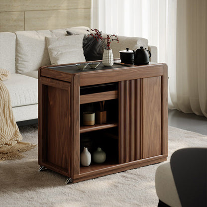 Walnut Tea Table Extendable 140cm | Smart Induction & Wheels