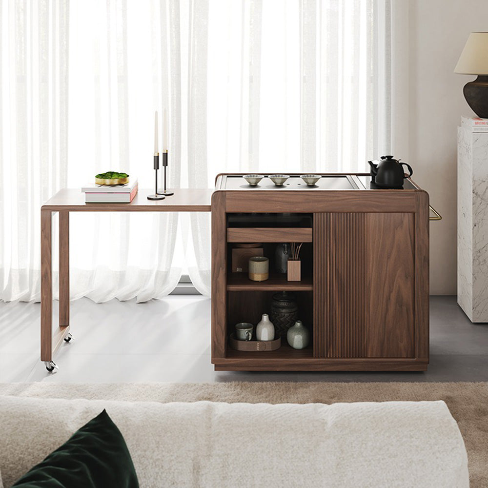 Walnut Tea Table Extendable 140cm | Smart Induction & Wheels