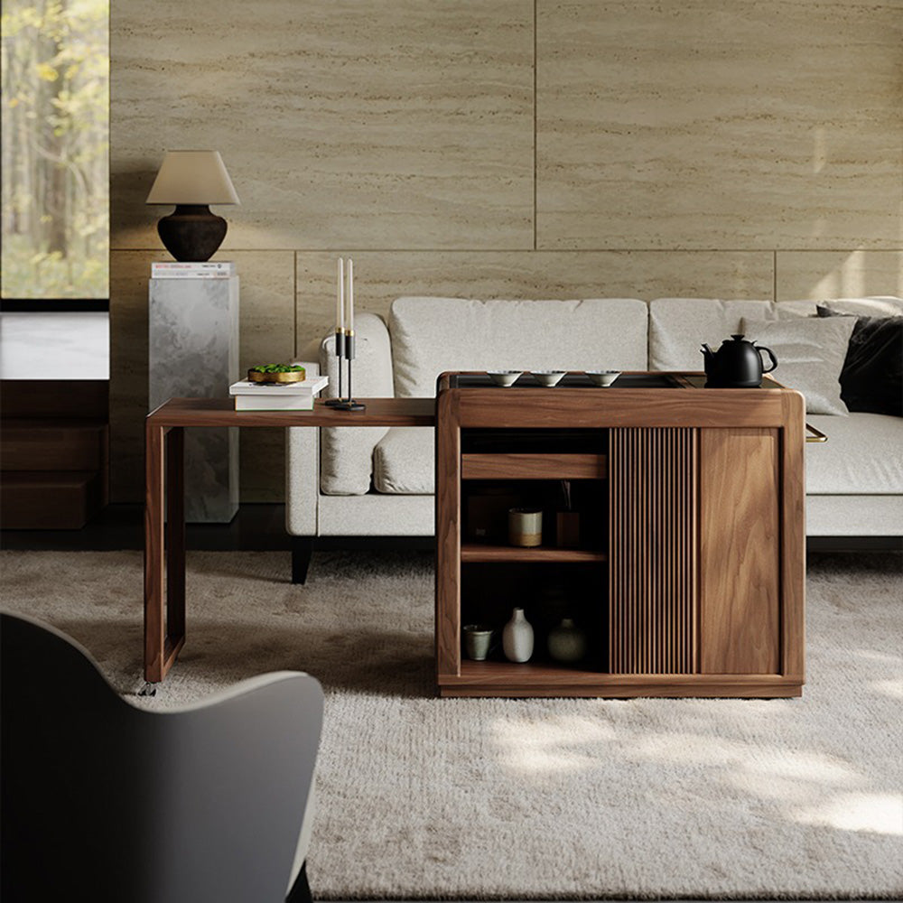 Walnut Tea Table Extendable 140cm | Smart Induction & Wheels