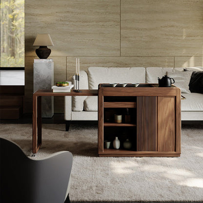 Walnut Tea Table Extendable 140cm | Smart Induction & Wheels