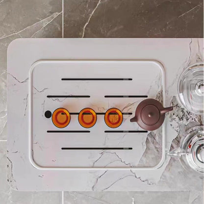 Rock Slab Movable Tea Table With Smart Kettle & Sterilizer | 360° Wheels
