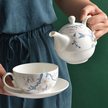 Bone China Tea for One Set | Floral Bird 3-Piece 450ml