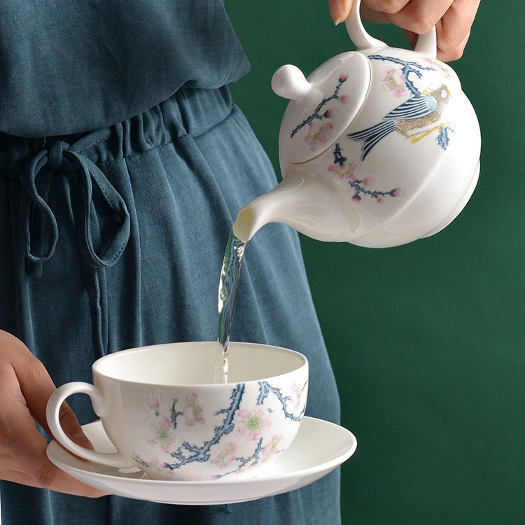 Bone China Tea for One Set | Floral Bird 3-Piece 450ml