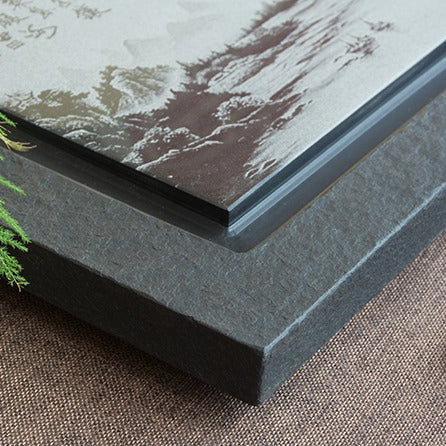 Stone Tea Tray | Carved Landscape Black Gongfu Chachuan