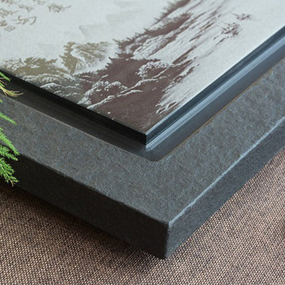 Stone Tea Tray | Carved Landscape Black Gongfu Chachuan
