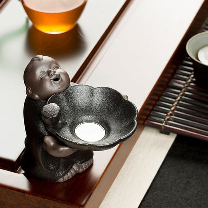 Tea Strainer Ceramic Smiling Buddha – Gongfu Loose Leaf Filter