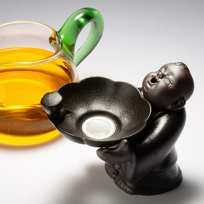 Tea Strainer Ceramic Smiling Buddha – Gongfu Loose Leaf Filter