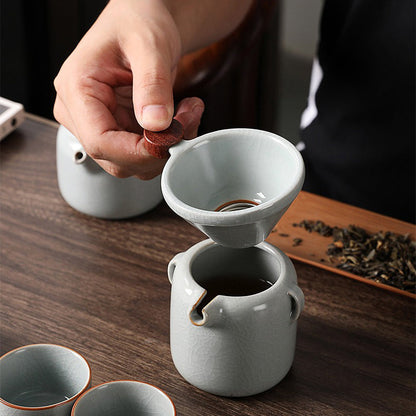 Ruyao Ice Crack Chinese Tea Set, 9-Pc Sky Blue Ceramic