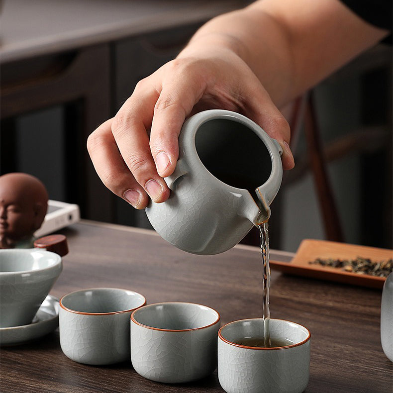 Ruyao Ice Crack Chinese Tea Set, 9-Pc Sky Blue Ceramic
