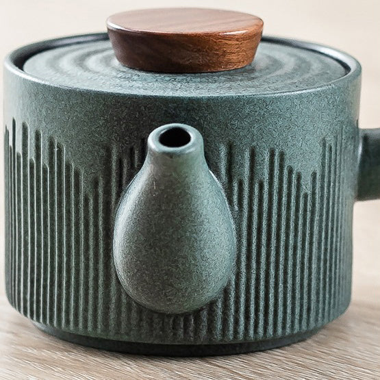 Japanese Tea Set Cyan Stone Glaze 13-Piece Gongfu Ceremony