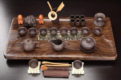 Gongfu Tea Set Purple Clay Complete with Ebony Tea Tray